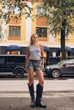 Kadın Kot Renk Süper Mini Özel Tasarım Denim Şort