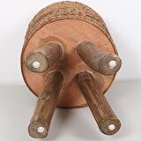 pixiperi- Teak Ağacı Dekoratif Sehpa, Doğal Rattan Sehpa, Yuvarlak Koltuk Sehpa, Puf 32x50cm
