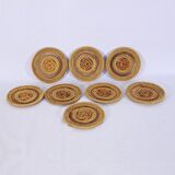 Japandi, Retro Eklektik Boho, İskandinav Hasır Rattan Dekoratif Fincan&Bardak Altlığı 12cm 8li Set