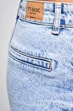 Kadın Ice Kot Rengi 11s5-3 Süper Mini Boy %100 Koton Denim Mini Şort
