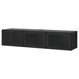 Tv sehpası, venge-füme cam, 180x42x38 cm, GLASSVIK