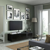 Tv sehpası, venge-füme cam, 180x42x38 cm, GLASSVIK