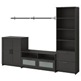 Tv ünitesi, siyah, 258x41x190 cm