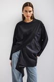 Kadın Siyah w5 Oversize Çift Parça Tasarım Gömlek Sweatshirt