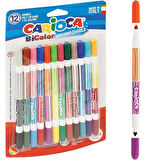 Carioca Bicolor Süper Yıkanabilir Çift Uçlu Keçeli Boya Kalemi 12Li 24 Renk