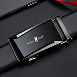 WİLLİAMPOLO Grey Erkek Siyah Metal Toka Hakiki Deri Kemer 115cm 