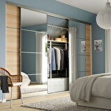 Gömme dolap için sürgü kapak, aynalı cam-ağartılmış meşe kaplama, 401x240 cm