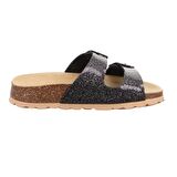 Superfit Fussbett Kadın Mantar Tabanlı Siyah Simli Terlik