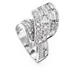 5652100 Swarovski Yüzük Hyperbola cocktail ring, Carbon neutral zirconia, Mixed cuts, White, Rhodium plated