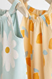 Next Baby % 100 Pamuklu Mavi Sarı Limon Desenli 2’li Romper Set