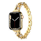 Apple Watch 7/8/9 41mm Uyumlu Kordon Damla Figürlü Parlak Taşlı Metal Kordon