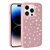 Apple iPhone 14 Pro ile Uyumlu Kılıf Arka Yüzeyi Parlak Taşlı Tasarımlı Kapak