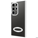 Samsung Galaxy S24 Ultra Uyumlu Kılıf Şeffaf Logo Gösteren Parlak Renkli Kenar Telefon Kılıfı Kapak