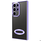 Samsung Galaxy S24 Ultra Uyumlu Kılıf Şeffaf Logo Gösteren Parlak Renkli Kenar Telefon Kılıfı Kapak