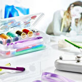 BUFFER® Çift Taraflı Bölmeli Hobi Dikiş Kutusu Ardunio Malzeme Kutusu