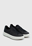 Lacivert Deri Kadın Sneaker