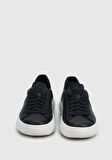 Lacivert Deri Kadın Sneaker