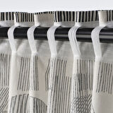 Fon perde/2 kanat, beyaz-siyah, 145x300 cm, ışık filtreleyici, pamuk-jüt