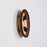 %100 El Yapımı Etnik Tabak Seti, Bohem Duvar Süsü, Hasır Duvar Dekoru Turuncu Siyah Krem 30x7cm
