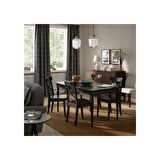 Açılır yemek masası, siyah, 4-6 kişilik, 155/215x87 cm