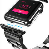 Apple Watch 1/2/3 42mm ile Uyumlu Bakla İşlemeli Metal Kordon