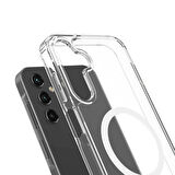 Samsung Galaxy S24 Plus Uyumlu Kılıf Wireless Şarj Özellikli Magsafe Şeffaf Telefon Kılıfı Kapak