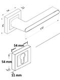 Lusso Siyah Kare Rozetli Oda Kapı Kolu ve 40X23mm Siyah Oda Gömme Kilit Set