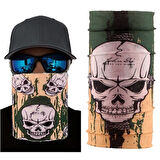 Haki Kuru Kafa Baskılı Buff Bandana 25x48 cm