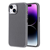 Apple iPhone 14 ile Uyumlu Kılıf Magsafe Şarj Özellikli Karbon Fiber Görünümlü Kapak