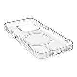 Apple iPhone 15 Pro ile Uyumlu Kılıf Magsafe Şarj Özellikli Şeffaf Tek Kamera Çerçeveli Kapak