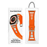 Apple Watch Ultra/Ultra2 49mm Uyumlu Hava Alabilen Delikli Metal Süslemeli Desenli Silikon Kordon