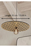 50 CM Tekli Rattan Desenli Ahşap Sarkıt Avize Aydınlatma Modern Avize Tavan Lambası
