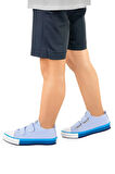 Unisex Çocuk Keten Kısa Convers Modeli Cırtlı Sneaker Spor Ayakkabı (26-30) MAVİ