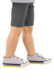 Unisex Çocuk Keten Kısa Convers Modeli Cırtlı Sneaker Spor Ayakkabı (26-30) GRİ