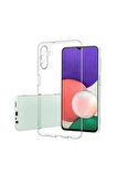 Samsung Galaxy A04E Uyumlu Temperli Cam Ekran Koruyucu Extra İnce + Silikon Kılıf 2'li Paket