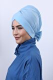 Fiyonklu Çift Taraflı Bone Bebe Mavisi - Bebe Mavisi