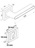 Stilo İnox Kare Rozetli Oda Kapı Kolu ve 40X23mm Saten Oda Gömme Kilit Set