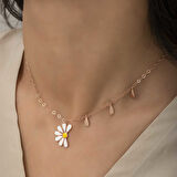 Gümüş Rose Papatya Seviyor Sevmiyor kadin Kolye