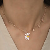 Gümüş Rose Papatya Seviyor Sevmiyor kadin Kolye