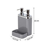 GRİ SÜNGER HAZNELİ MUTFAK SIVI SABUNLUK (300 ml) ve BULAŞIK DETERJANLIK (500 ml)