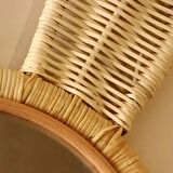 Dekoratif Tavşan Bambu Rattan Ayna, Özel Tasarım Çocuk Odası Duvar Aynası, Bohem Hasır Ayna 26x40cm