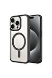 Apple iPhone 15 Pro Uyumlu Kılıf Kenarları Renkli Arkası Mat Magsafe Telefon Kılıfı Kapak