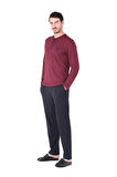 D'S Damat 221001 Uzun Kol Pijama Takımı - Bordo - L