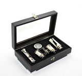 Ahşap Kutulu Pirinç Dürbün Pusula Ve Kum Saati Seti 