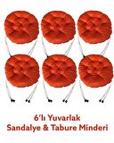 Yuvarlak Tabure Minderi - Puf Minder 6 Adet - 40 CM Çapında