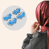 Eşarp, Şal, Türban İğnesi - Metalize, Taşlı, Eşarp, Şal, Türban İğnesi - 4 Adet
