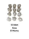 Led Kına Mumu - 12 Adet Beyaz Fırfırlı Led Kına El Mumu