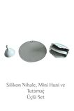 Isıya Dayanıklı Kaymaz Silikon Nihale  Yanmaz Tutamaç ve Mini Huni - Üçlü Set