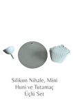 Isıya Dayanıklı Kaymaz Silikon Nihale  Yanmaz Tutamaç ve Mini Huni - Üçlü Set