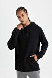 DeFactoFit Standart Fit Cepli Kapüşonlu Sporcu Sweatshirt D0926AX24AUBK81